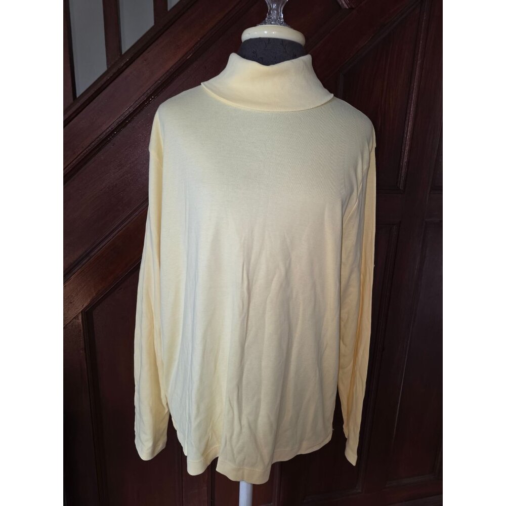 Jones New York Sport Cotton Long Sleeve Turtleneck Top Yellow Size 2x NWT